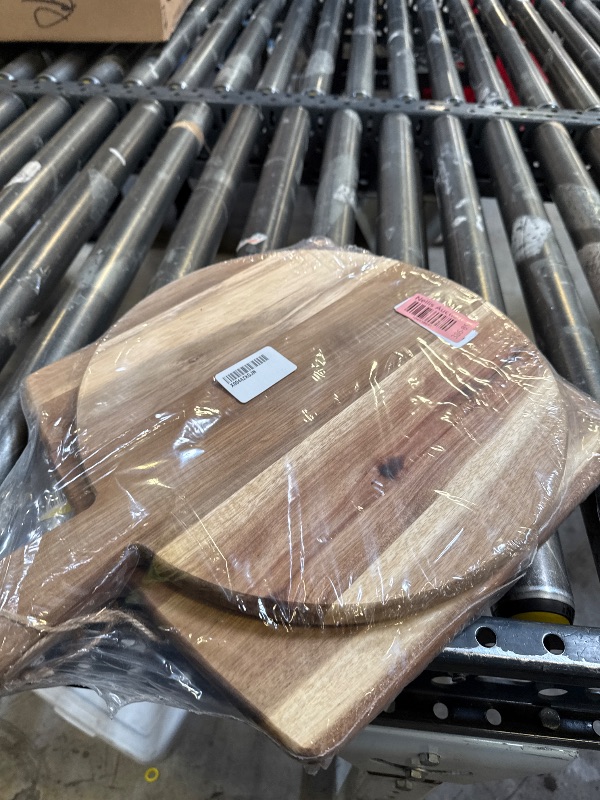 Photo 1 of 2 Pack Acacia Wood Cutting Board with Stand, Charcuterie Boards for Kitchen, Round & Rectangular Wooden Cutting Board Set for Cheese, Meat, Pizza, Vegetables, Bread(16 x 12 Inch)