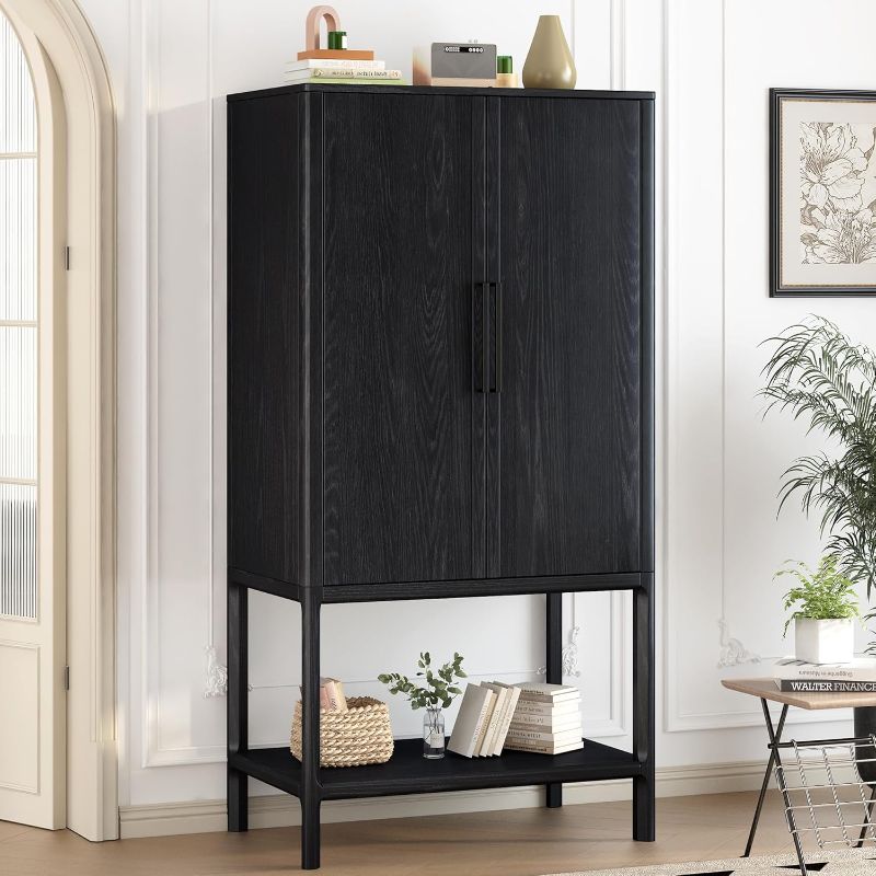 Photo 1 of 72" Tall Storage Cabinet with Doors and Shelves Freestanding Kitchen Pantry Cabinet Sideboard Buffet Cabinet with Storage Floor Storage Cabinet Hutch Cupboard for Kitchen, Entryway, Living Room, Black
