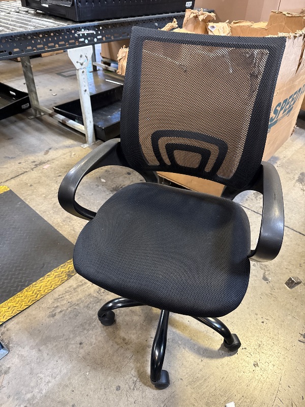 Photo 1 of 24/7 Shop at Home Hyacinth Mesh Ergonomic Desk Chair with Lumbar Support & Adjustable Height and Backrest, Modern Office Furniture for Small Spaces, Bedroom, Game Room, Classroom, Black
