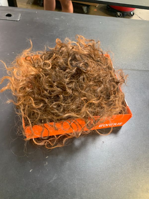 Photo 1 of GORGIUS Veralux Blend Shaggy Haircuts Ombre Curly Wig with Bangs Honey Colored Wig Crafted with Style-Archive Technology: Premium Fiber & Remy Human Hair Blended, Realistic Look with True Scalp