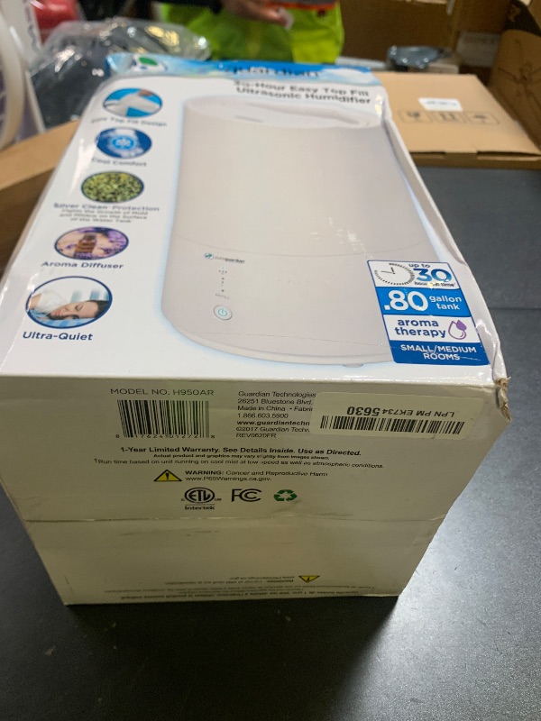 Photo 1 of PureGuardian Top Fill Humidifier - H950AR Cool Mist Humidifier, 0.8 Gallon Tank with 30 Hour Runtime, Filter-Free, Quiet Ultrasonic Technology, Essential Oil Tray, 2 Speed Mist Control & Silver Clean