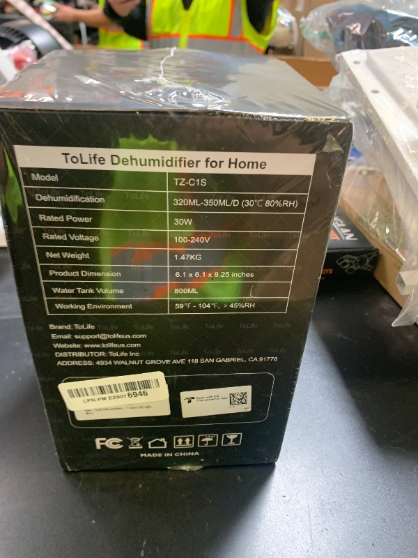 Photo 1 of ToLife Dehumidifiers for Home 30 OZ Water Tank with Auto-Off 500 sq.ft Portable Small Dehumidifier for Bathroom Bedroom RV Closet Room 7 Colors LED Light, Black