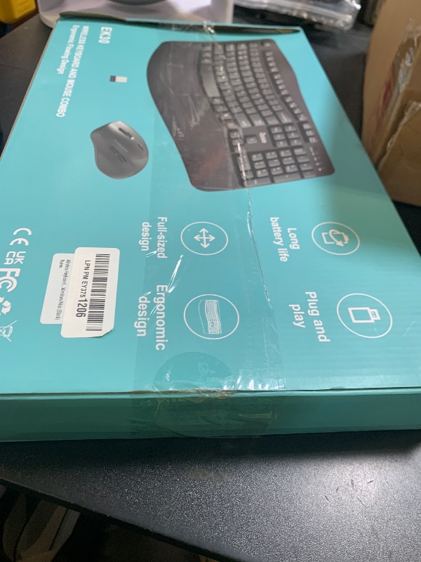 Photo 1 of Wireless Keyboard and Mouse Combo,2.4G Full Size Wave Keys Ergonomic Keyboard with Wrist Rest for Natural Typing, 3 DPI Adjustable Ergonomic Silent Mouse for Computer/Laptop/Windows/Mac (Black)