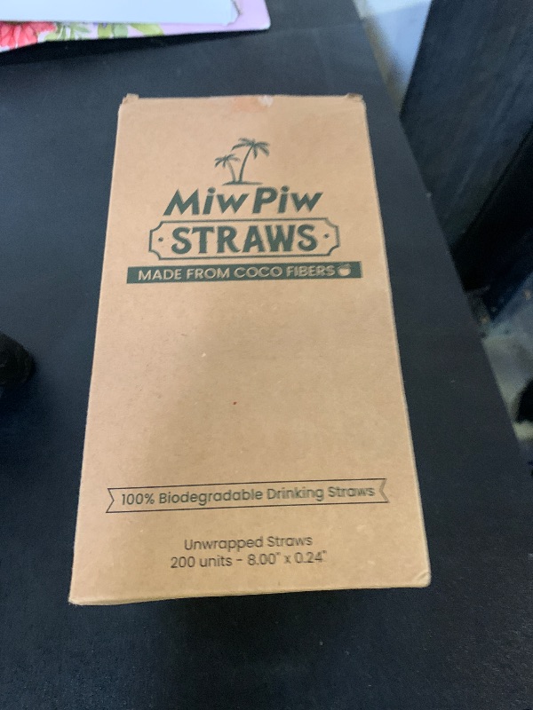 Photo 1 of Miw Piw Biodegradable Coconut Straws - 200 Pieces Disposable, Plastic Free, Ecofriendly Coco Fiber Drinking Straws Bulk for Cold and Hot Beverages, Cocktail and Restaurant