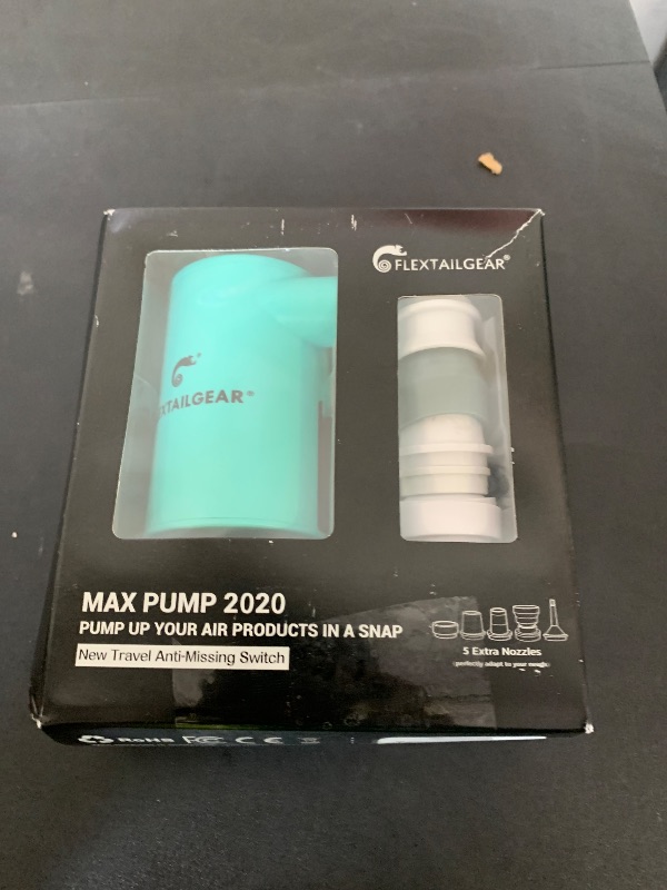 Photo 1 of FLEXTAILGEAR MAX Pump Portable Air Pump with 3600mAH Battery USB Rechargeable Air Pump-Quick Inflate Deflate for Sleeping Pads, Air Mattress, Pool Toys, Floats, Swimming Ring, Air Bed (Green)