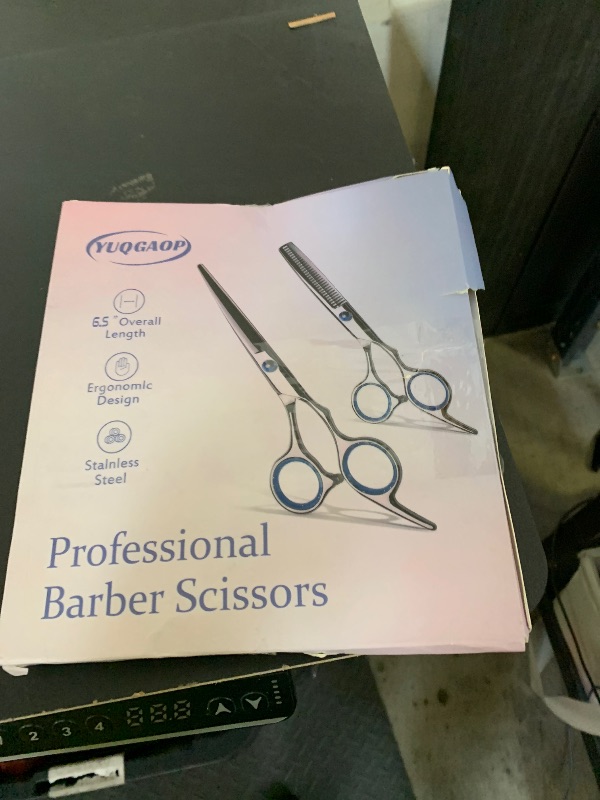 Photo 1 of YUQGAOP Hair Cutting Scissors Set, Professional Stainless Cutting Hair Scissors, Barber Hair Cutting Scissors Thinning Shears Sharp Blades Hairdresser Haircut for Women/Men/kids, LFJ1234