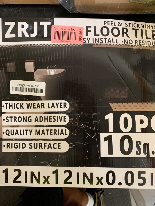 Photo 1 of 10-Pack Peel and Stick Floor Tiles Vinyl Floor 12 x 12 inch Self Adhesive Waterproof Flooring Planks DIY for Bathroom, Kitchen, Living Room, RV, Cover 10 Sq. Ft, Polish Beige Marble