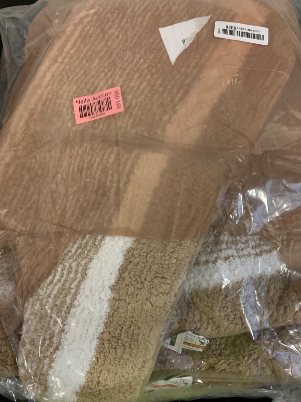 Photo 1 of OLANLY Bathroom Rugs Sets 3 Piece, Soft Absorbent Microfiber Bath Mats and U-Shaped Contour Toilet Rug, Home Decor Accessories, Non-Slip, Bath Mat Set for Bathroom (47"x20"+24"x16"+24"x20", Beige)