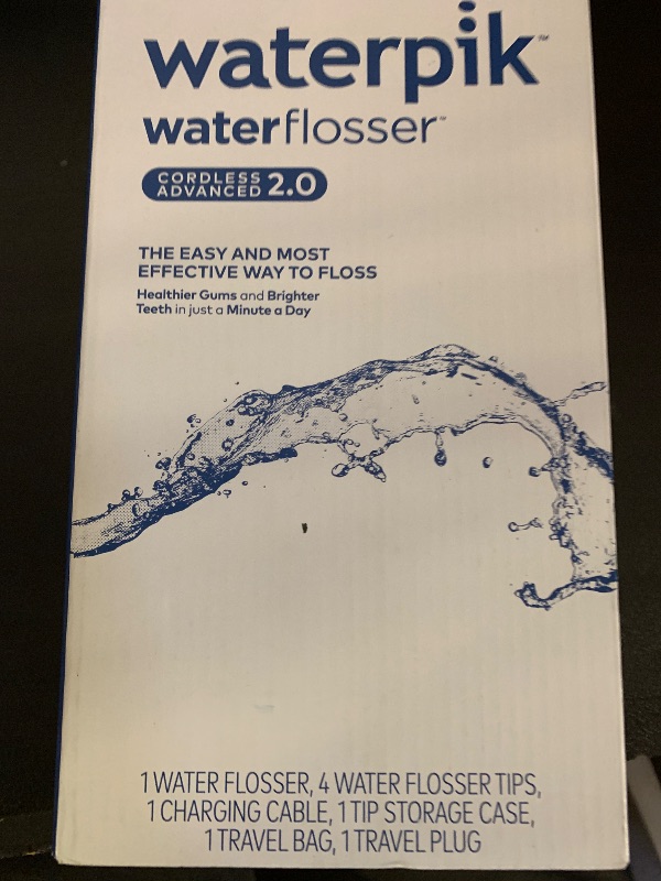 Photo 1 of Waterpik Cordless Advanced 2.0 Water Flosser For Teeth, Gums, Braces, Dental Care With Travel Bag and 4 Tips, ADA Accepted, Rechargeable, Portable, and Waterproof, Gray WP-587, Packaging May Vary