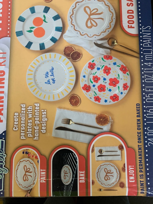 Photo 1 of Tulip Food Safe Plate Set Bake at Home Ceramic Painting Kit, 4 fl oz, White