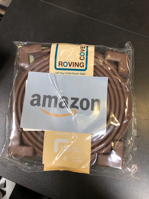 Photo 1 of Roving Cove Baby Proofing Edge Corner Protector (18ft Edge + 8 Corners), Heavy-Duty, Soft NBR Rubber Foam, Furniture Bumper Guards, 3M Pre-Taped Corners, Coffee Brown
