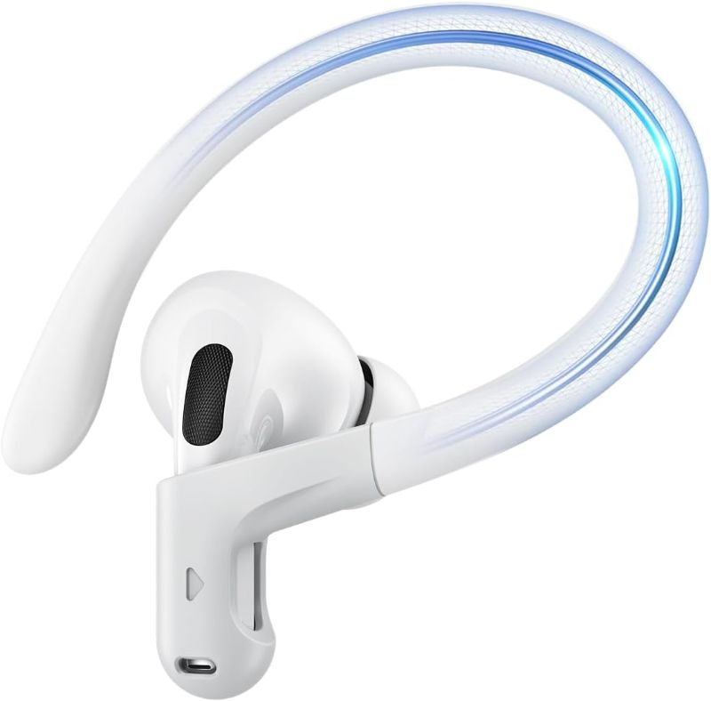 Photo 1 of Gcioii Memory Titanium Alloy Ear Hooks for AirPods Pro 2, AirPods Pro, AirPods 3 [Added Anti-Lost Lanyard], Anti-Slip Sports Accessories Ear Hooks, Comfortable Fit (White)
