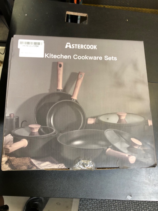 Photo 1 of Astercook 19 Pcs Pots and Pans Set Non Stick, Black Titanium Induction Kitchen Cookware Sets, Non toxic Healthy Non Stick Kitchen Cooking Set with Frying Pans Set, PFAS PTFE PFOA PFOS Free