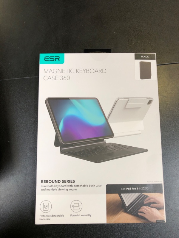 Photo 1 of ESR iPad Pro 11 Inch Case with Keyboard (M4, 2024), iPad Pro 11(5th Gen) Keyboard Case with Easy-Set Magnetic Stand, Portrait/Landscape Modes, Removable Protective Case, Rebound 360 Series, Black