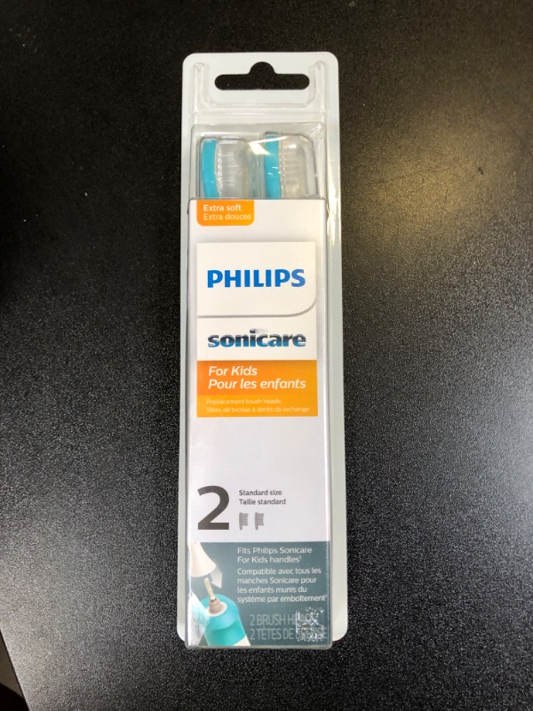 Photo 1 of Philips Sonicare for Kids 7+ Genuine Replacement Toothbrush Heads, 2 Brush Heads, Turquoise and White, Standard, HX6042/94