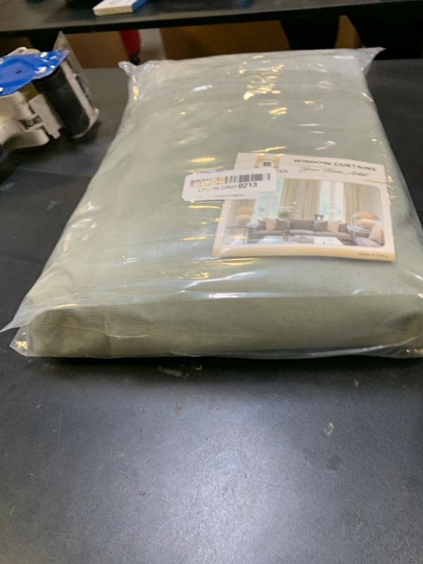 Photo 1 of H.VERSAILTEX Linen Curtains 100% Blackout Curtains for Bedroom 96 inch Long Full Light Blocking Nature Linen Blended Window Curtains for Living Room Nickel Grommet (2 Panels, Heathered Dried Sage)