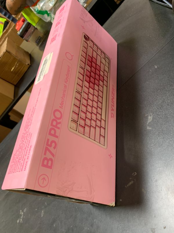 Photo 1 of YUNZII B75 PRO Wireless Mechanical Keyboard,75% Layout with Knob,Hot Swap Gasket Custom Structure,Creamy Pre-lubed Switches,RGB Backlit,Bluetooth/Type-C/2.4G for Win/Mac(Milk Switch,Pink)