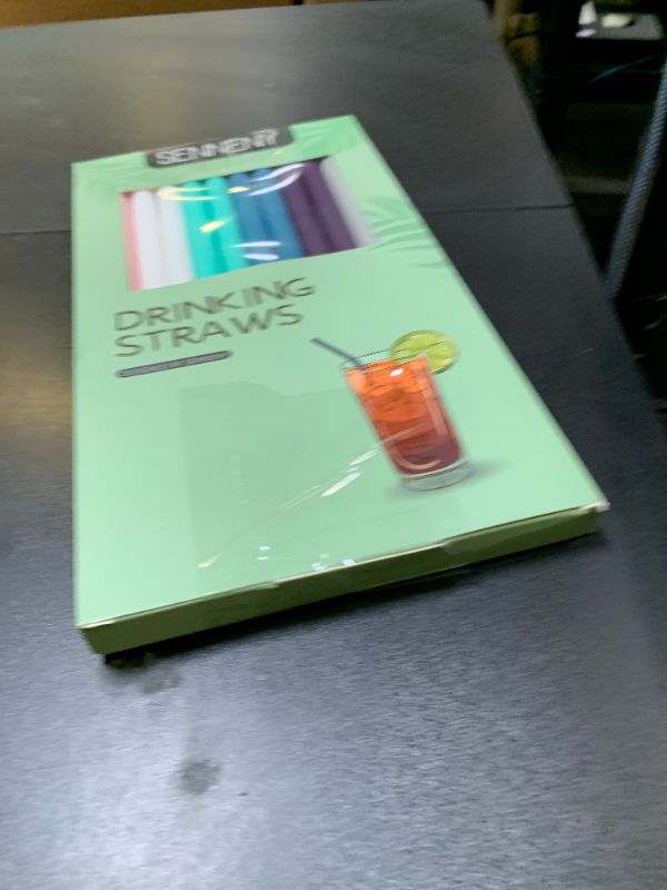 Photo 1 of Senneny Set of 12 Silicone Drinking Straws for 30oz and 20oz - Reusable Silicone Straws BPA Free Extra Long with Cleaning Brushes- 12 Straight- 8mm diameter