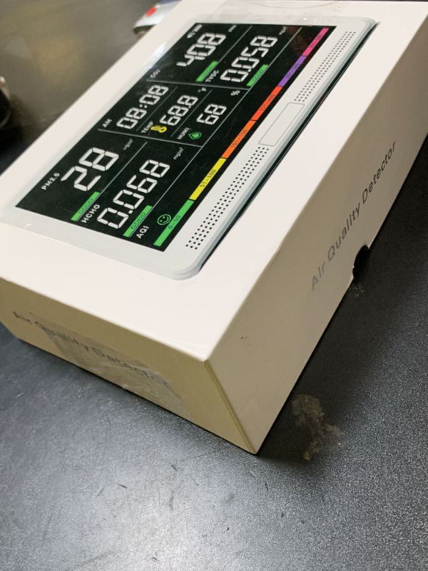 Photo 1 of 16 in 1 Air Quality Monitor Indoor 7" Display 9 AQI+7 AQI Alerts Air Quality Meter for CO2, TVOC, PM2.5 PM1.0 PM10, HCHO, Temperature Humidity AQI & Time, Air Detector Air Quality Tester for Home