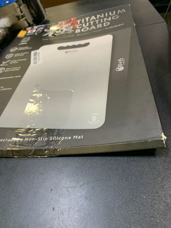 Photo 1 of HIBINO Titanium Cutting Board | 99.5% Pure Japanese Titanium | Non-Toxic | Lightweight & Dishwasher Safe | S Size | Made in Japan | With Non-Slip Mat | For Kitchen & Camping Use