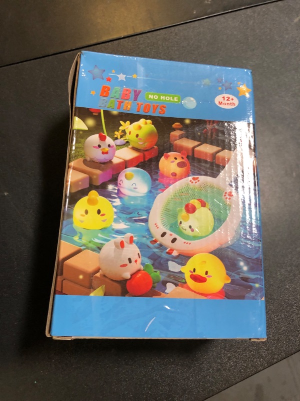 Photo 1 of Bath Toys Toddler No Hole Bath Tub Toys for Baby 6-12 Months Toys 12-18 Months 6PCS Animal Floating Bathtub Toys for Kids 1-3 Baby Shower for Infant Boys Girls (Light Up)