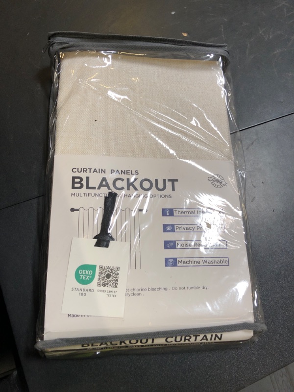 Photo 1 of 100% Blackout Shield Linen Blackout Curtains for Bedroom 84 Inches Long, Back Tab/Rod Pocket Living Room Drapes, Thermal Insulated Blackout Curtains 2 Panels Set, 50" W x 84" L, Cream