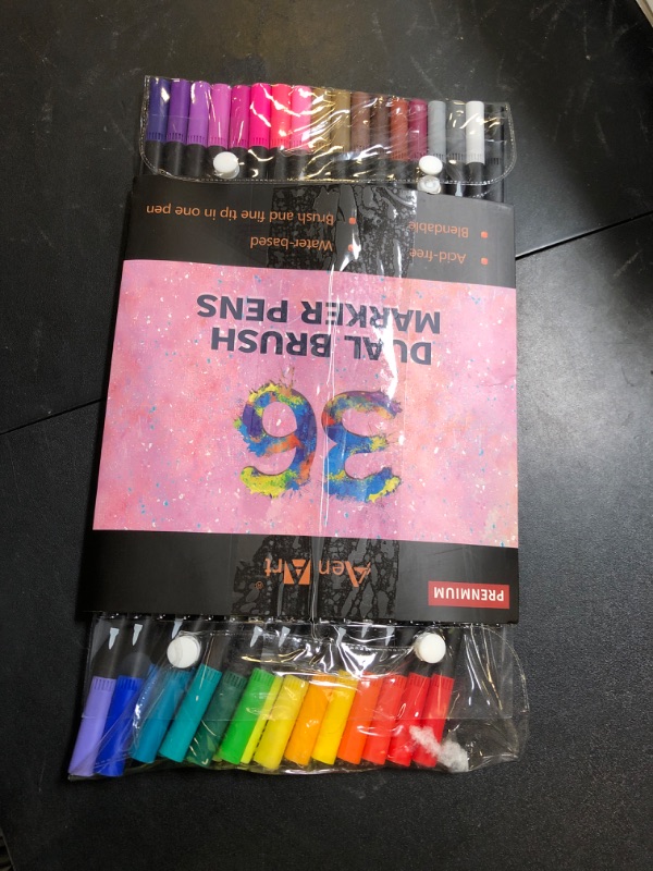 Photo 1 of Dual Markers Brush Pens, 36 Fine Point Art Marker, Double Tip Colored Pen for Adult Coloring Hand Lettering, School Classroom Art Suppliers