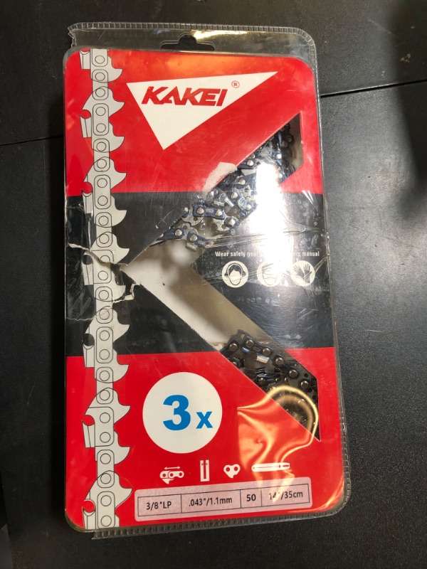 Photo 1 of KAKEI Stihl Chainsaw Chain 14 Inch 3/8" LP Pitch .043" Gauge 50 Drive Links- 61PMM3 50 Fits STIHL MS170, MS180C, MS193T, MS194T - 36100050050, R50 (3 Chains)