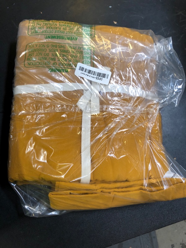 Photo 1 of DONEUS Duvet Cover Set 100% Washed Cotton Linen Like Textured Breathable Durable Soft Comfy 3 Pieces Bedding Set with Zipper Closure, 1 Duvet Cover 90x90 Inches and 2 Pillow Shams(Queen, Yellow)
