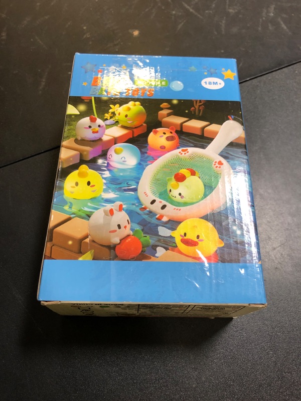 Photo 1 of Bath Toys Toddler No Hole Bath Tub Toys for Baby 6-12 Months Toys 12-18 Months 6PCS Animal Floating Bathtub Toys for Kids 1-3 Baby Shower for Infant Boys Girls (Light Up)