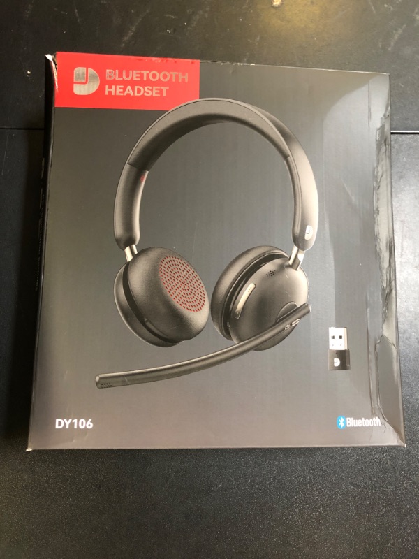 Photo 1 of Dytole Bluetooth 5.3 Headset, Wireless Headset with Mic for Work (AI Noise Cancelling), Wireless Headphones with Mic & USB Dongle, 65H & Mute Function, Fit for PC/Call Center/Computer/Laptop/Teams