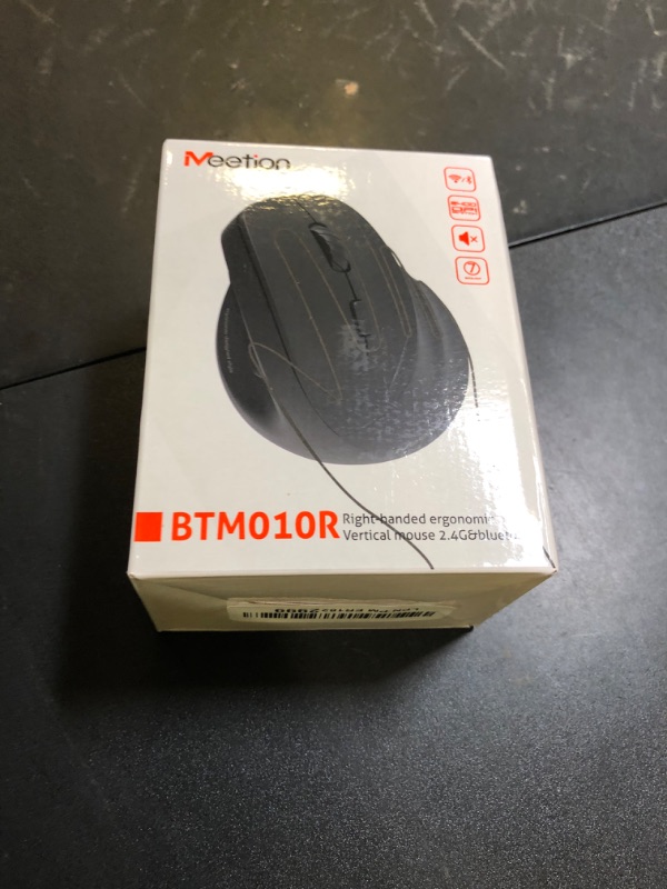 Photo 1 of MEETION Ergonomic Mouse, Wireless Vertical Mouse RGB Backlit Rechargeable Mice for Bluetooth(5.2 + 3.0) & USB-A with USB-C Adapter 4 Adjustable DPI for Mac/Windows/Andriod/PC/Tablet/iPad Black