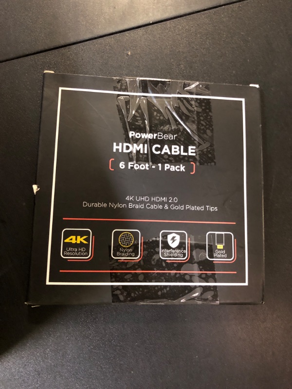 Photo 1 of PowerBear 4K HDMI Cable 6 ft | High Speed, Braided Nylon & Gold Connectors, 4K @ 60Hz, Ultra HD, 2K, 1080P, ARC & CL3 Rated | for Laptop, Monitor, PS5, PS4, Xbox One, Fire TV, Apple TV & More