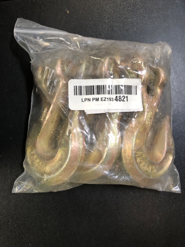Photo 1 of 3/8" Clevis Grab Hooks (4 Pack) Heavy Duty Chain Hook for 3/8 Inch Grade 70 Chain Forged Alloy Steel- for Trailer Truck Transport - Yellow Chromate Finish - 7,500 lbs