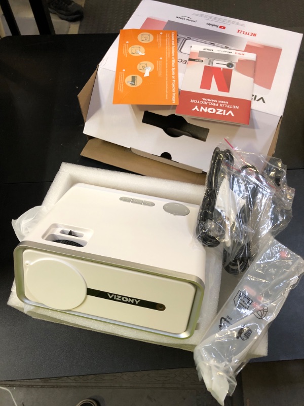 Photo 1 of [Netflix Licensed/Dolby Audio] Smart Projector with WiFi and Bluetooth, VIZONY Native 1080P Projector with Apps Built in Netflix, Youtube, Hulu, Disney+, Portable Mini Projector for Indoor/Outdoor