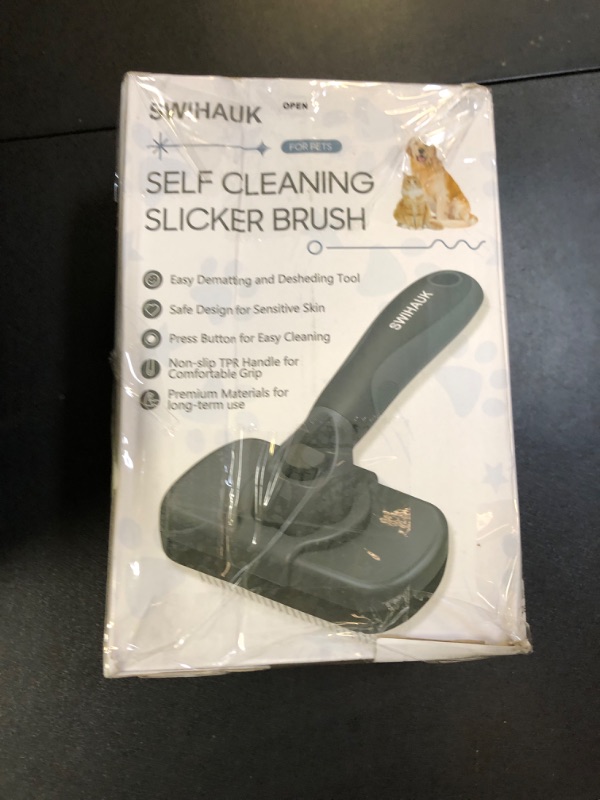 Photo 1 of Swihauk Self Cleaning Slicker Brush - Skin Friendly for Dogs & Cats, Deshedding Grooming Tool for Shedding Hair, Puppy Brush for Haired Pets