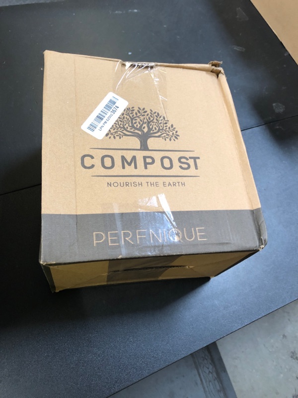 Photo 1 of PERFNIQUE Kitchen Compost Bin, 1.7 Gallon Countertop Compost Bin with Lid, Indoor Compost Bin Includes 2 Carbon Filters, Small Compost Bucket, Food Waste Bin for Kitchen with Trash Bags (Cream White)