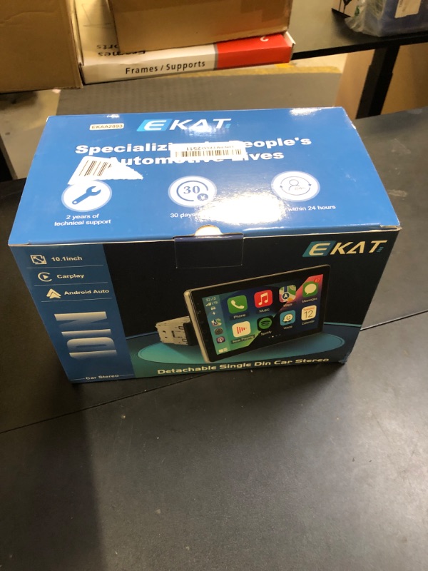 Photo 1 of 10.1 inch Single Din Car Stereo with CarPlay and Android Auto, 10 inch Touch Screen Radio with Mirror Link/1080P/EQ Audio/SWC/Bluetooth +Backup Camera+MIC