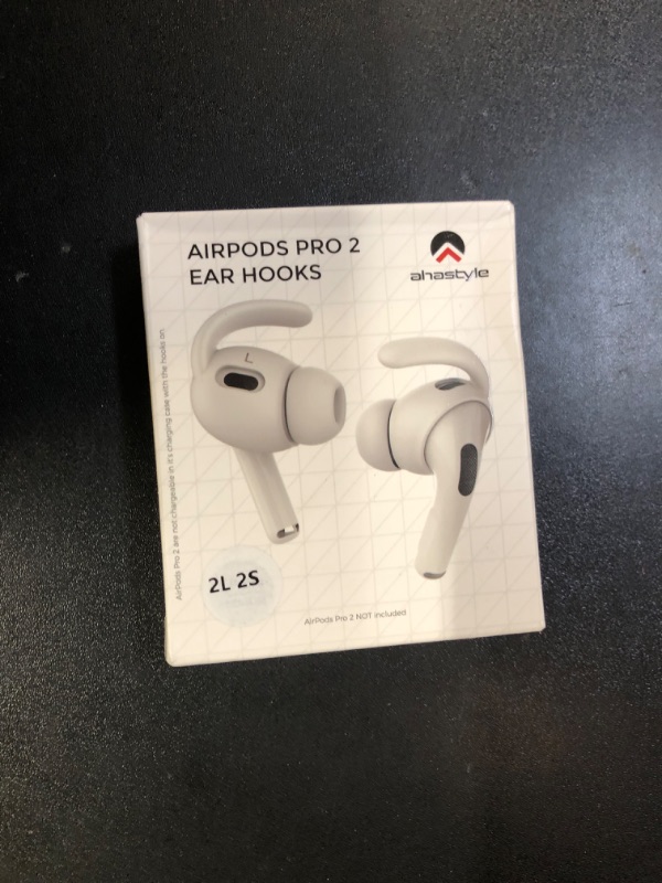 Photo 1 of AhaStyle 4 Pairs AirPods Pro 2 Ear Hooks?Added Storage Pouch? Anti-Slip Ear Covers Silicone Accessories Compatible with Apple AirPods Pro 2nd Generation (2 Large+2 Small, White)