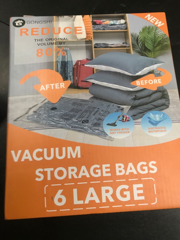 Photo 1 of 6 Large Vacuum Storage Bags,Plastic Packaging Bags,Space Saver Sealer Compression Bags for Blankets, Comforters, Pillows, Clothes Storage