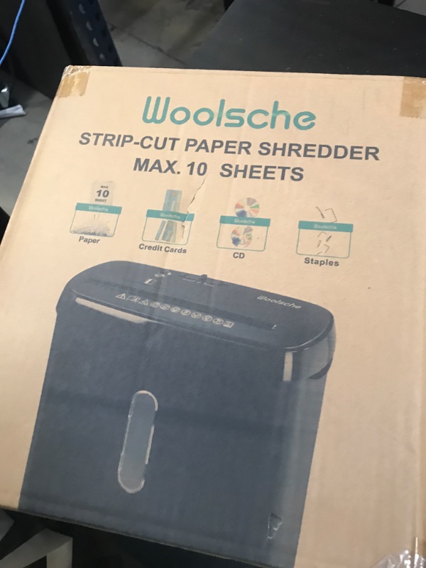 Photo 1 of Home Office Paper Shredder,Woolsche 10-Sheet Strip Cut with 3.17-Gallon Basket,P-2 Security Level,CD & Credit Card Shredder,Durable & Fast - Jam Proof System - ETL Certified