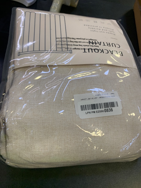Photo 1 of 100% Blackout Shield Linen Blackout Curtains for Bedroom 96 Inches Long, Back Tab/Rod Pocket Living Room Drapes, Thermal Insulated Blackout Curtains 2 Panels Set, 50" W x 96" L,Cream