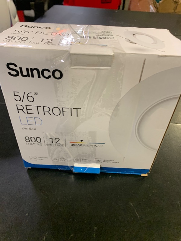 Photo 1 of Sunco Lighting LED Can Lights Eyeball Retrofit Gimbal 5/6 Inch Recessed Light Fixture Home Office Dimmable, 12W=60W, 800 LM, Directional Angled Trim Adjustable Downlight, 1 Pack, 3000k Warm White