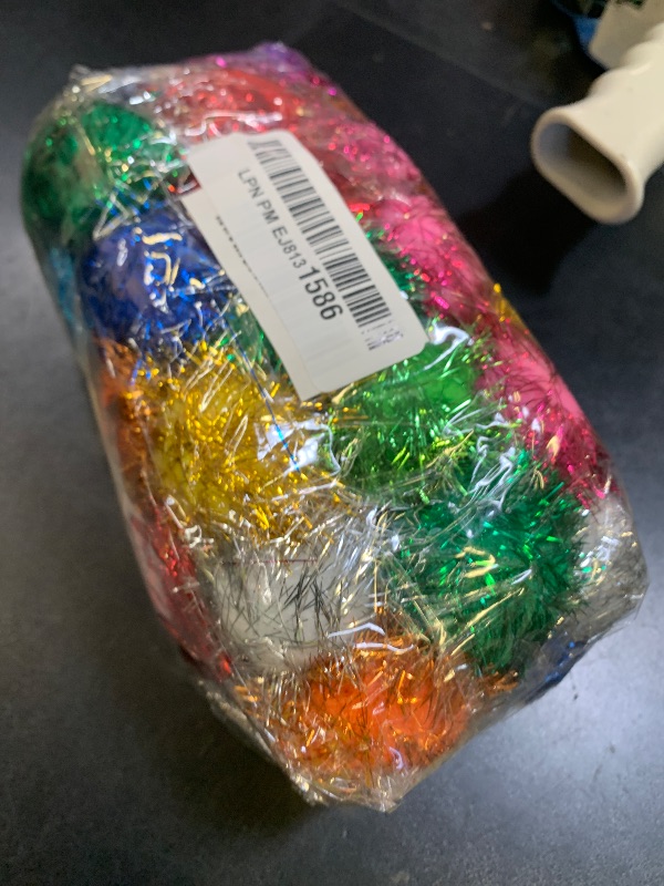 Photo 1 of 40 Pcs 2 Inch Assorted Color Flash Ball Cat's Favorite Toy Ball Tinsel Pom Poms Flash for Kittens Exercise and Multiple Cats Play and Chase