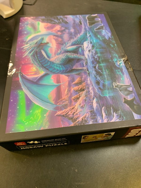 Photo 1 of 1000 Piece Aurora Dragon Puzzle for Adults - Vibrant Blue & Purple, Large Challenging Jigsaw Puzzle for Family Interactive Game Puzzle DIY Home Decoration Brain Challenge Gift