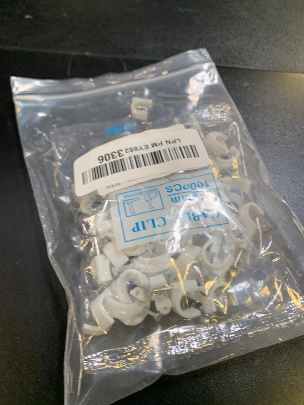 Photo 1 of Abnii Cable Clips, 100 Pcs, 10mm, Wire Wall Clips with Steel Nails, Cable Management Organizer Clips, Cable Tacks Coax Holder Clips, RG6 RG59 CAT6 RJ45 Cable Cord Clips, White