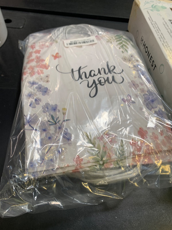 Photo 1 of Purple Q Crafts Thank You Gift Bags 25 Pack 8" X 4" X 10" Small Paper Bags With Handles Floral Design Thank You Bags For Business, Boutique, Gifts, Wedding Favors…