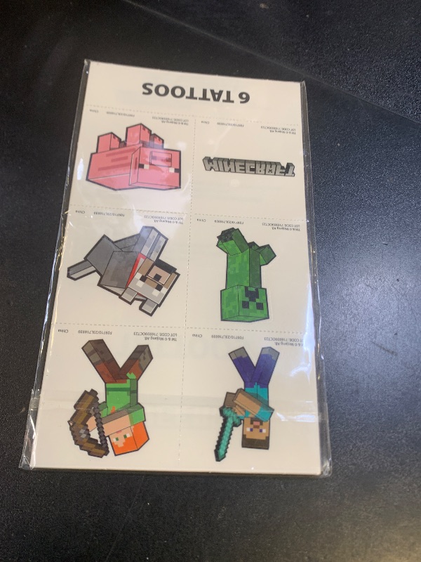 Photo 1 of Minecraft Tattoos Party Favors Bundle ~ 72 Perforated Individual 2" x 2" Minecraft Temporary Tattoos for Kids Boys Girls (Minecraft Party Supplies)