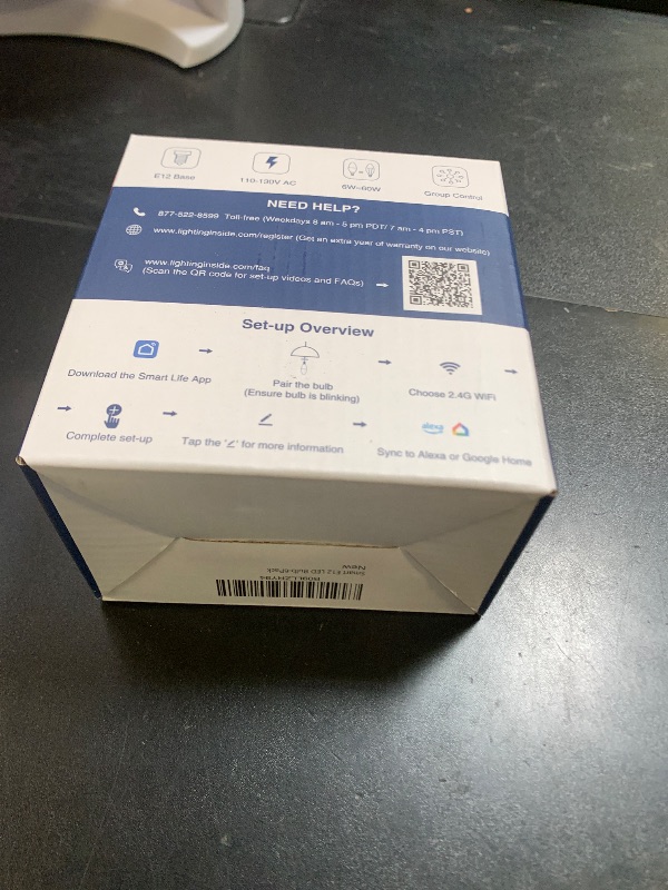 Photo 1 of Lightinginside E12 Smart Light Bulbs 60W Equiv., Work with Alexa/Google Home/Smart Life, 500LM 6W RGBCW Candle Candelabra LED Light Bulbs, No Hub Required, 2.4G WiFi Bluetooth Bulb, ETL Listed, 6PCS