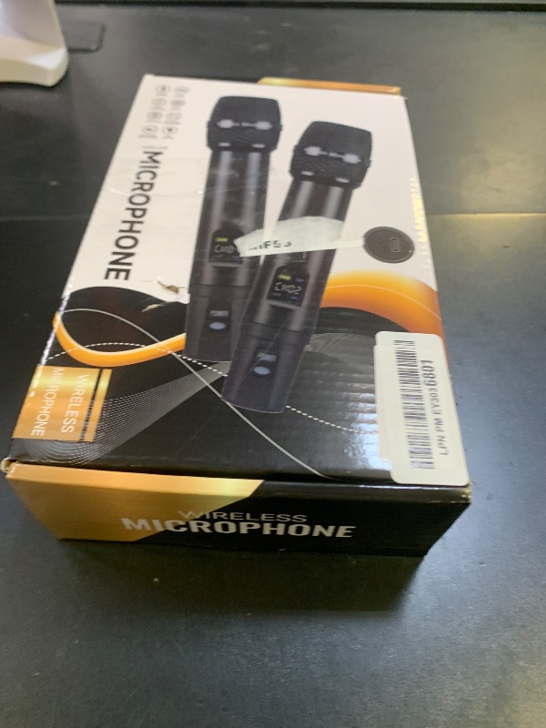Photo 1 of Wireless Microphones,Metal Microphone with Dual Professional UHF Cordless Dynamic System,Rechargeable Microphone Receiver for Karaoke Singing, Wedding,Party, DJ, Speech, Church, Class Use,240ft